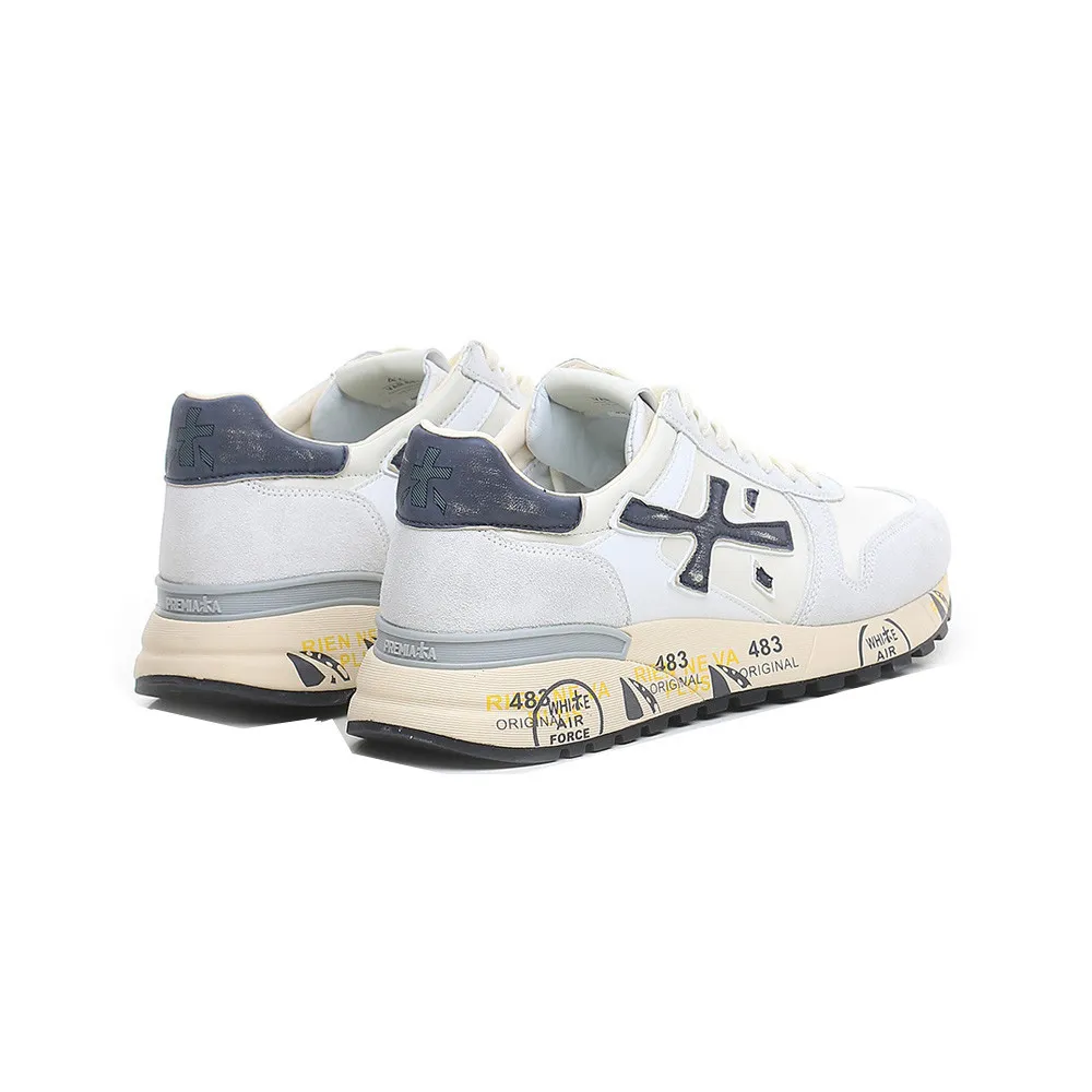 Sneakers de Piel Premiata Mick 6873 Color Blanco y Marino