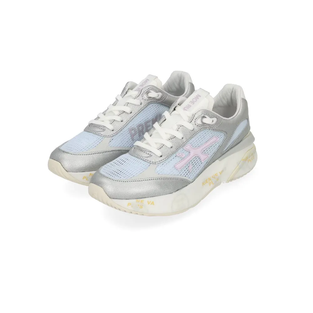 Sneakers Premiata MOERUND 6735 Color Plata y Celeste