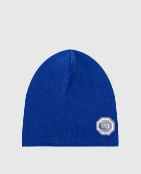 Stefano Ricci Children's blue cashmere hat with emblem