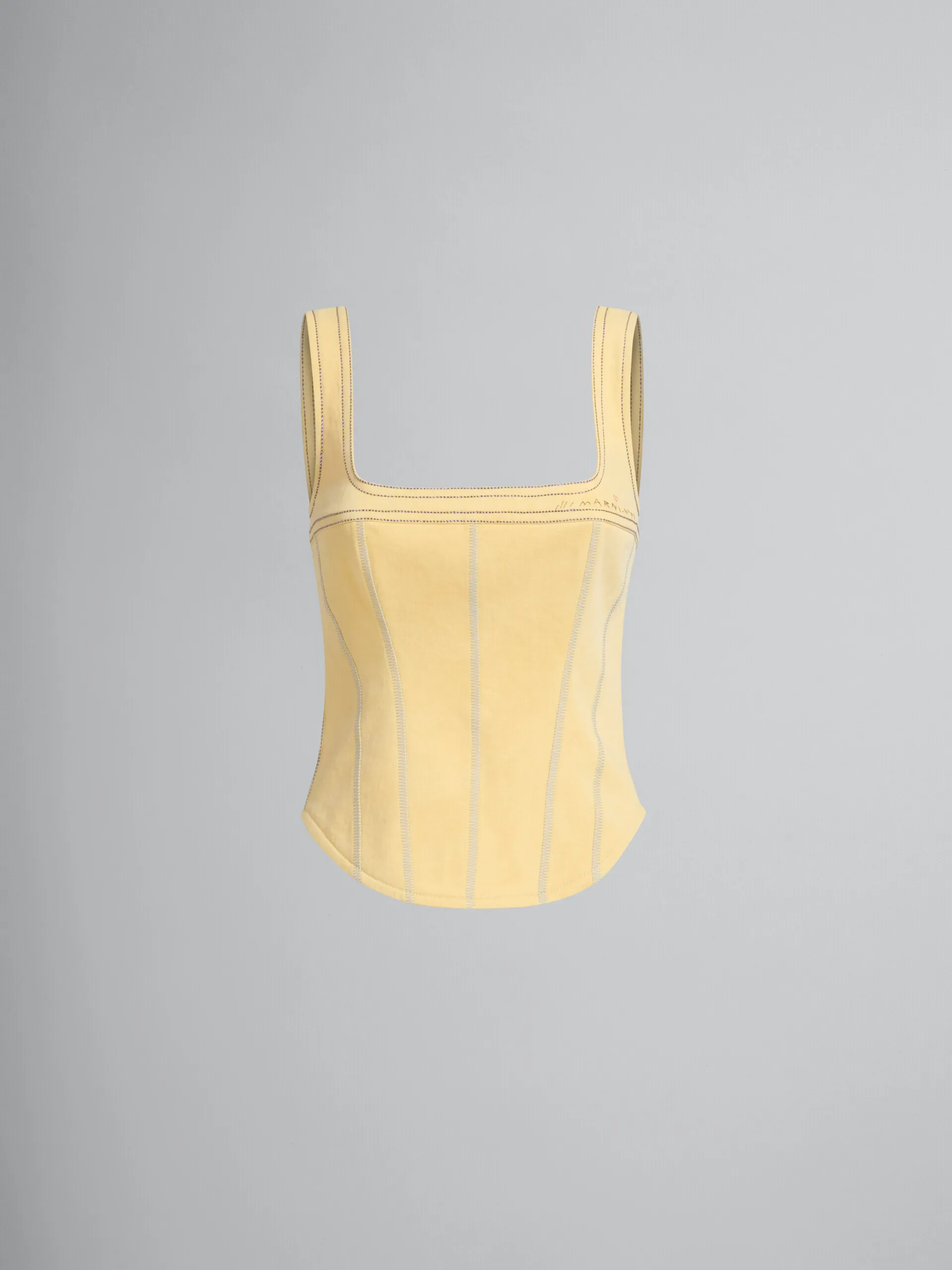 Top bustier de tejido vaquero orgánico amarillo