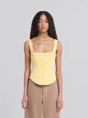 Top bustier de tejido vaquero orgánico amarillo