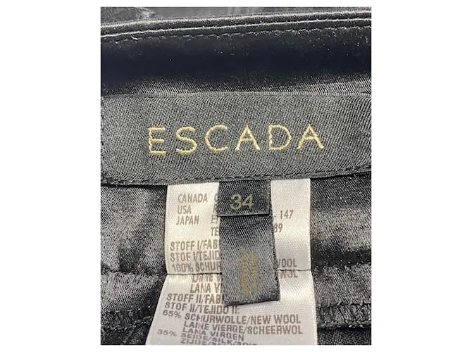 Traje pantalón plisado Escada en lana negra Negro 