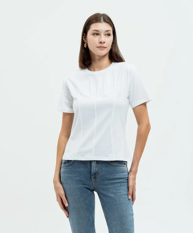 Twinset White bustier T-shirt with metallic logo