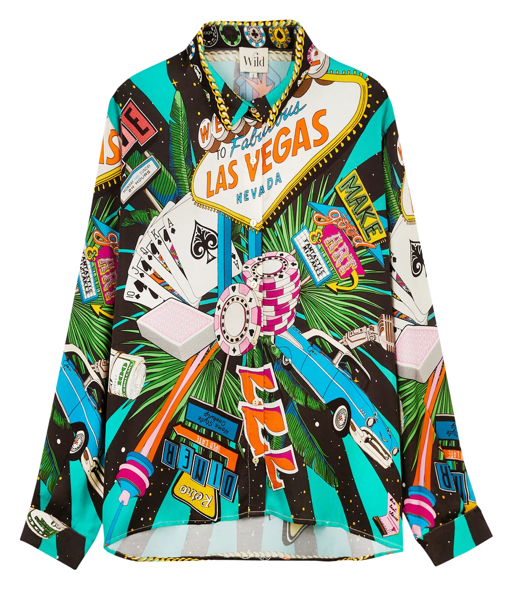 WILD BONAVENTURE VEGAS - Camisa estampada con diseño oversize en negro