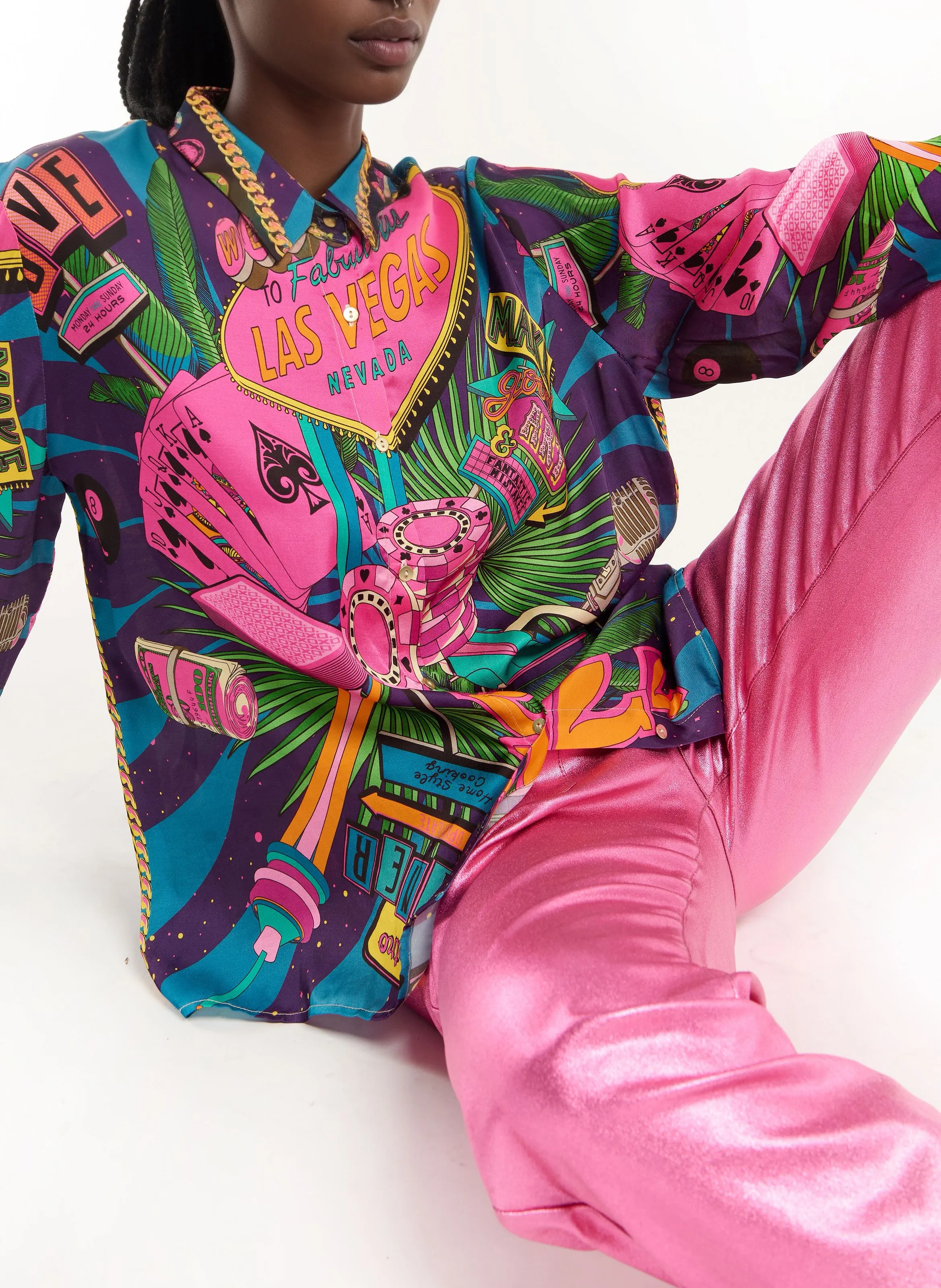 WILD BONAVENTURE VEGAS - Camisa estampada con diseño oversize en rosa