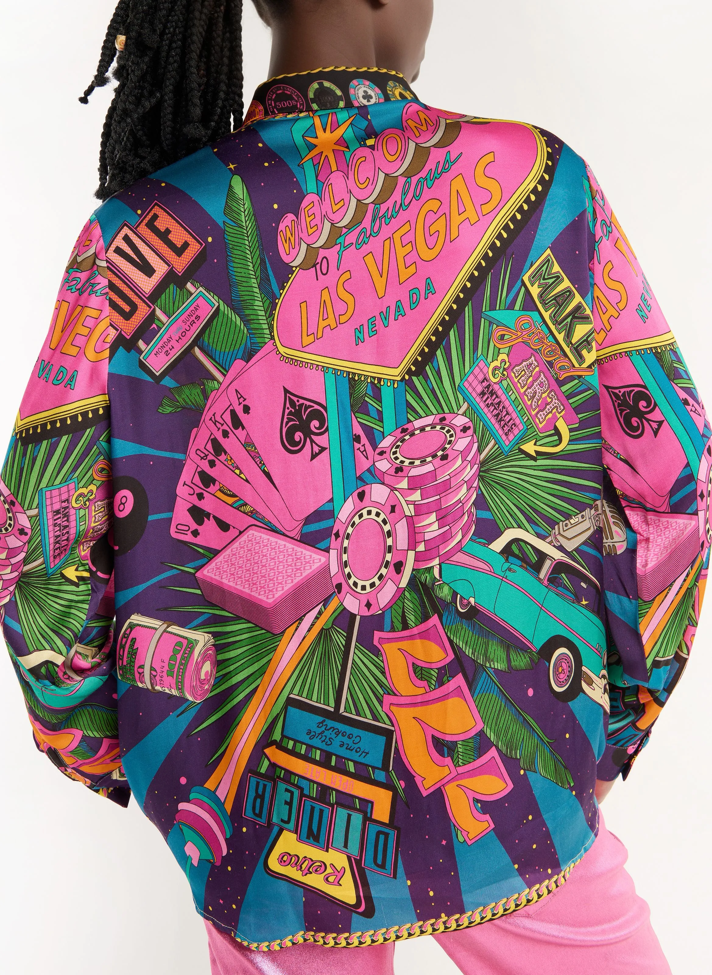 WILD BONAVENTURE VEGAS - Camisa estampada con diseño oversize en rosa