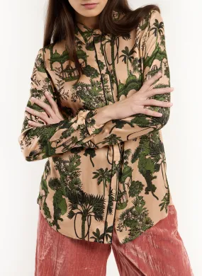 WILD MANI - Camisa ajustada estampada satinada en beige