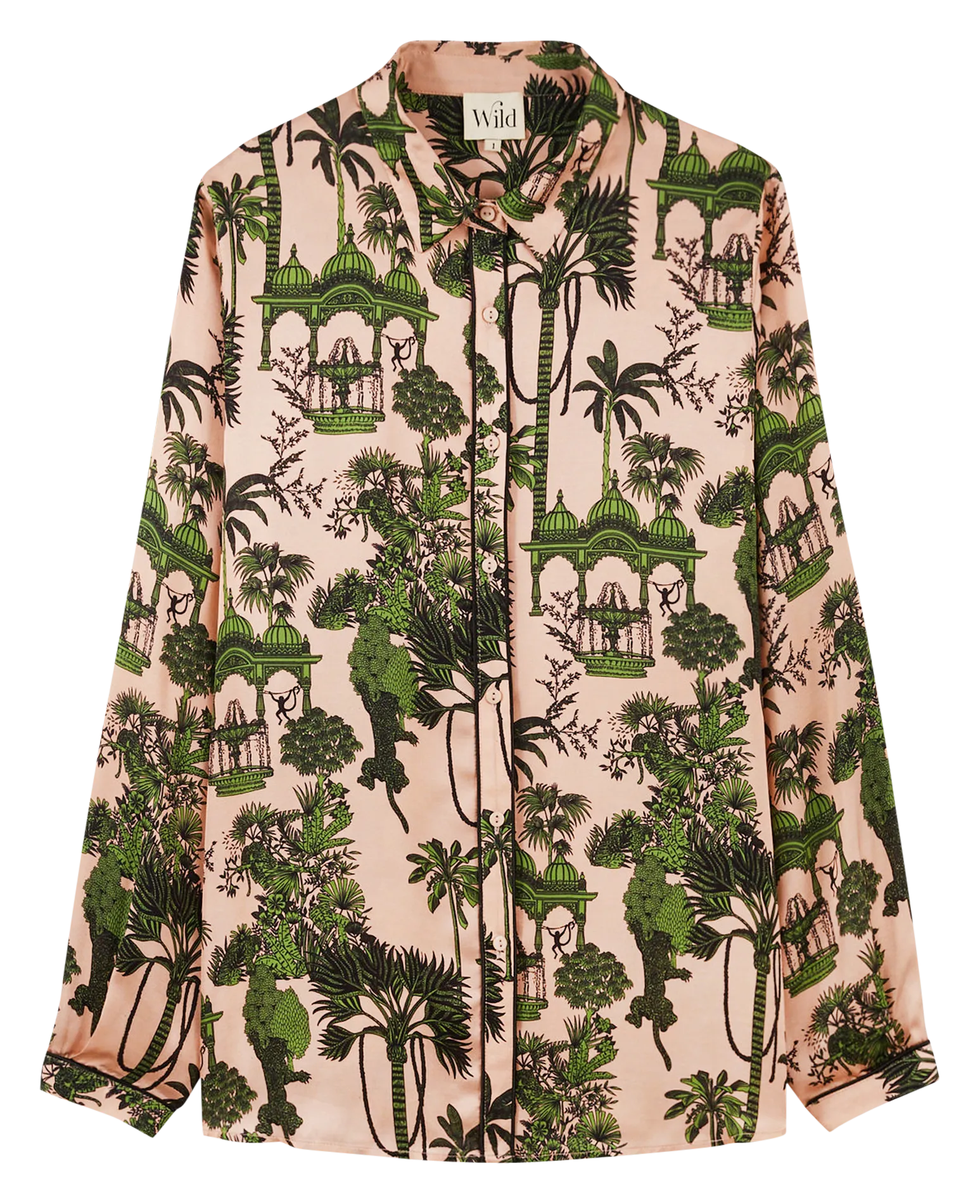 WILD MANI - Camisa ajustada estampada satinada en beige