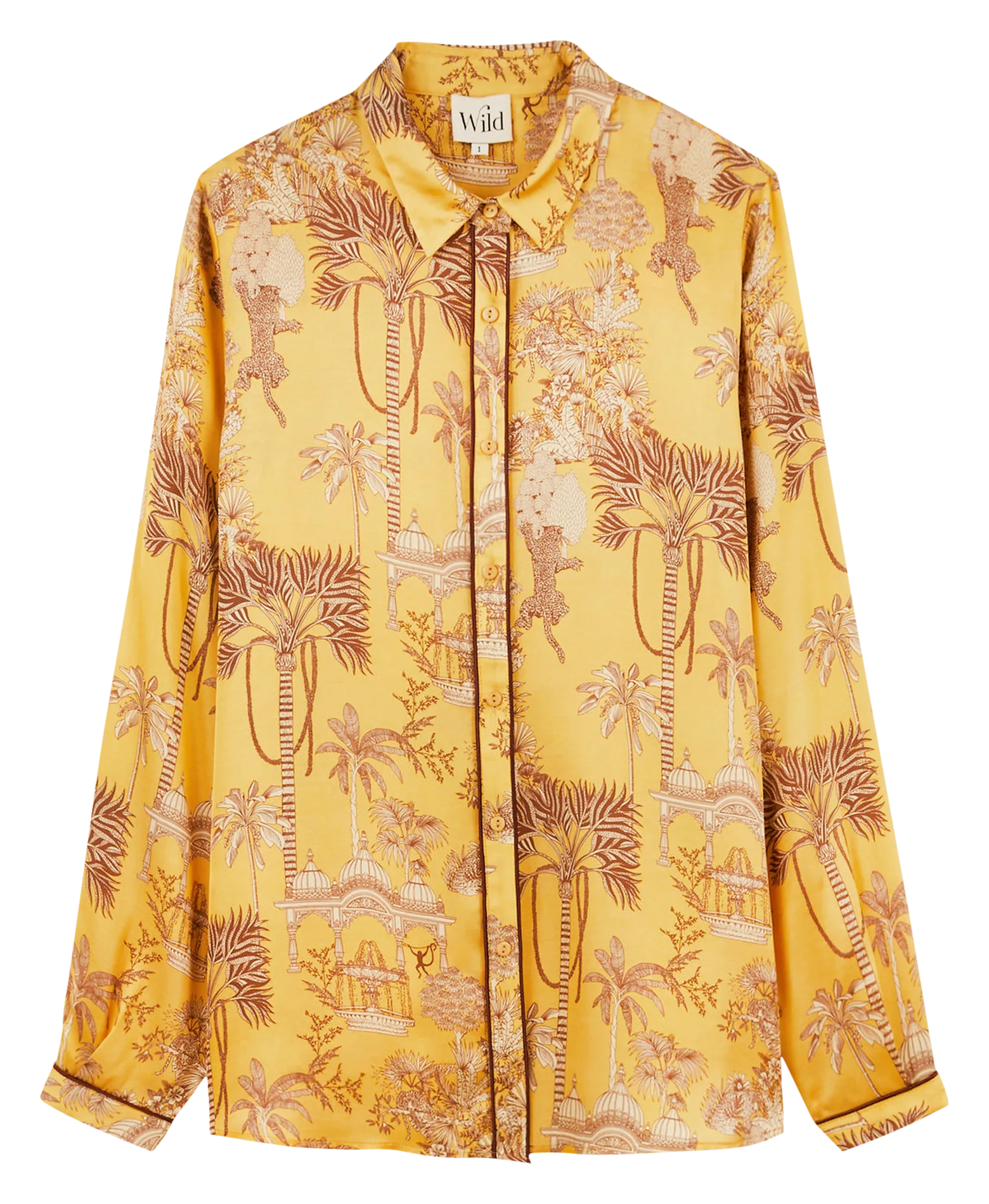 WILD MANI - Camisa ajustada estampada satinada en marron